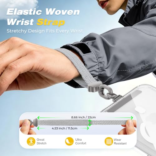 Stretchy Phone Wrist Strap, with 360° Rotatable Metal Tab - color: Gray