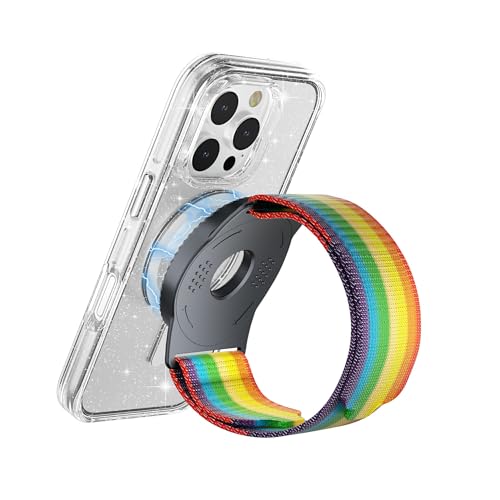 BAISRKE Magnetic Running Phone Holder Wrist Armband for Magsafe Case iPhone & Android - 360° Rotatable Phone Grip (Rainbow & Gunmetal) - color: Rainbow & Gunmetal, size: XL (fits Wrist/Armband up to 15")