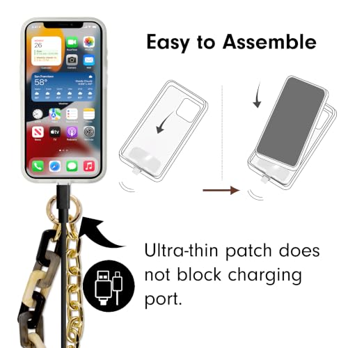 Sonix Phone Wristlet - Detachable Universal Smartphone Wrist Strap, Hands-Free Lanyard Cellphone Bracelet with Tether Tab - color: Marble & Chain Black