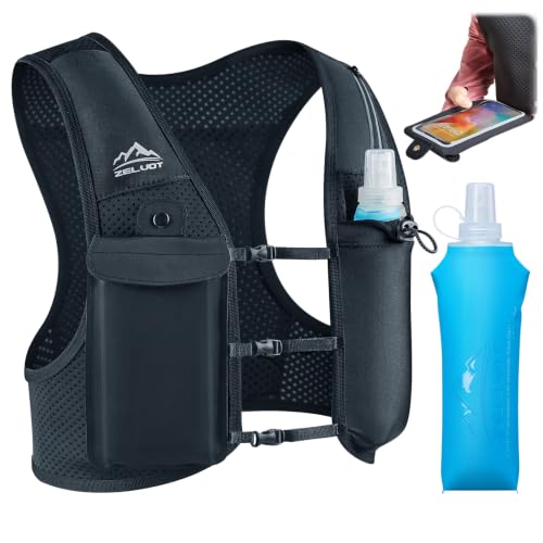 Zelvot Running Vest for Women Men, Touchscreen Phone Pocket - color: Black, size: X-Large-XX-Large