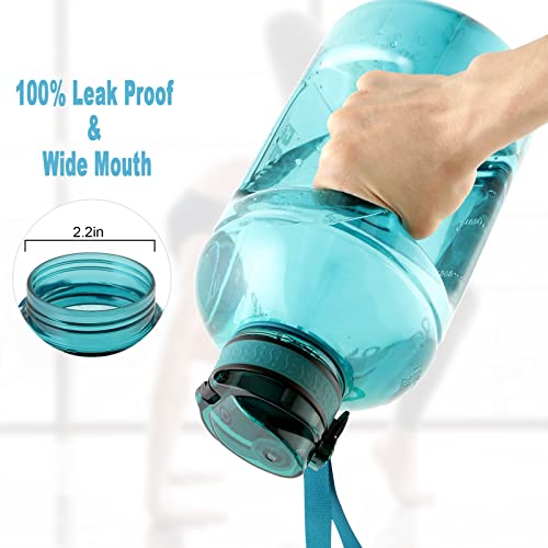 GEMFUL 100oz Big Water Bottle with Straw 3000ml Large Sport Jug (Cyan) - color: Cyan, size: 3 L