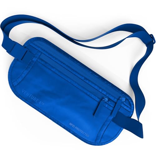 VENTURE 4TH Travel Money Belt, RFID Blocking Passport Holder - Sleek Blue - color: Sleek Blue