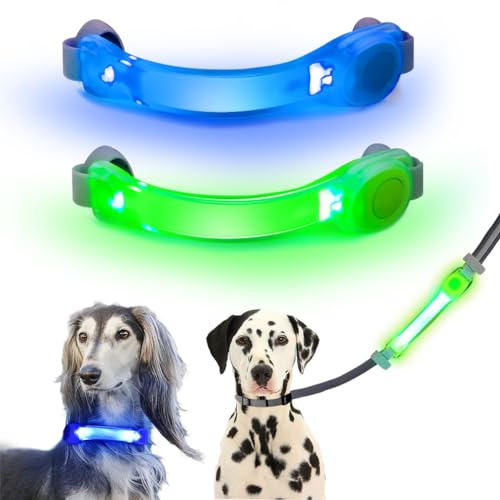 LED Dog Leash Light, Waterproof Bright Dog Safety Light for Night Walking - color: Green+Blue
