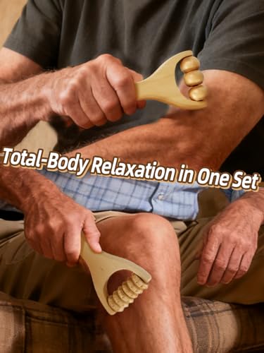 Aulock Double Foot Roller Massager Kit for Plantar Fasciitis Relief - 3 pcs Wooden Anti-Slip Feet Massager for Neuropathy Pain, Useful Gifts for Mom, Dad