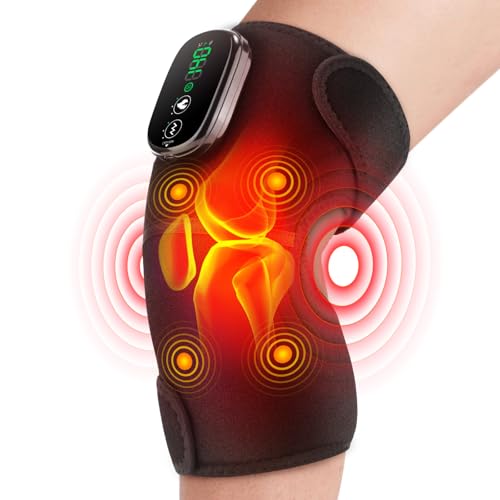 Cordless Heated Knee Massager for Pain Relief, FSA Eligible HSA 2026 Upgrade 4-Motor Full-Coverage Vibration & Heat, XL Heating Knee Brace for Targeted Pain Relief in Knee, Shoulder & Elbow, 5 Heat Levels & 5 Massage Modes