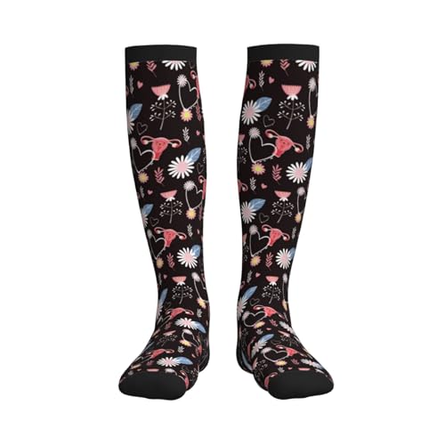 Crazy Fun Compression Socks, Unisex Knee High Support Socks - color: Happy Uteru
