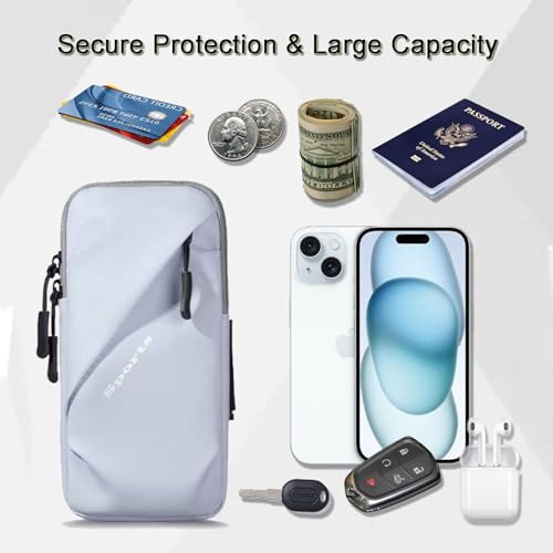 Phone Holder Arm Bands, Small Crossbody Shoulder Holsters Bag with Arm Band, Fits iPhone and All Cell Phones, Use for Running, Walking, Hiking & Biking (Plus Size Light Blue) - color: Light Blue