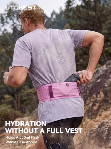 UTOBEST Running Belt for Men & Women, No Bounce Running Waist Pack, B7 Pro - color: Pink, size: 2XL(35.4-37.4")