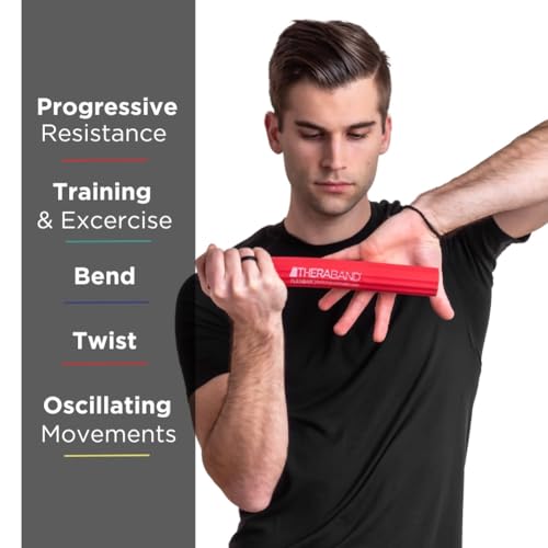 THERABAND FlexBar Resistance Bar, Physical Therapy, Flex, Elbow, Wrist, Red, Light (Pack of 12) - color: Red (Old)