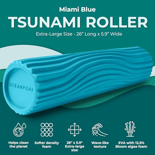 Oceanfoam Tsunami Roller - XLarge Soft Density Foam Roller (Miami Blue) - color: Miami Blue