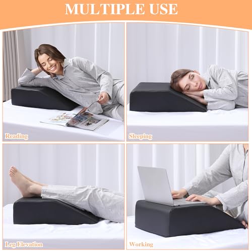 BALAPET 100% Waterproof Massage Bolsters for Under Leg for Comfort Enhancement, Leg Elevation Pillow Wedge Pillow for Massge Table, Supportive Foam Leg Pillow for Beauty Salon Sleeping, Black