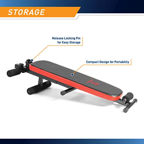 Marcy Utility Slant Board With Headrest Folding Design Adjustable Positions SB-4606 Black/Red 29 x 18 x 59 Inches