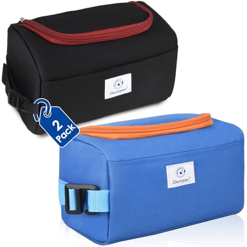 Genteen 2 Packs Small Cooler Bag with Ice Pack,Insulated Lunch Tote - color: 2pk Blue+Black
