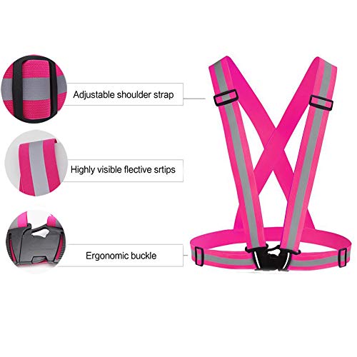 Chiwo Reflective Vest Running Gear 2Pack, High Visibility Safety Vest - color: Green Pink