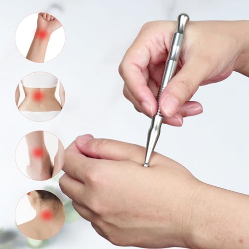 Stainless Steel Gua Sha Tool & Acupuncture Pen- Deep Tissue Massage & Pain Relief Therapy with Trigger Point - Full Body Self-Massage Acupressure Bar for Relaxation (JGS-3) - color: Jgs-3