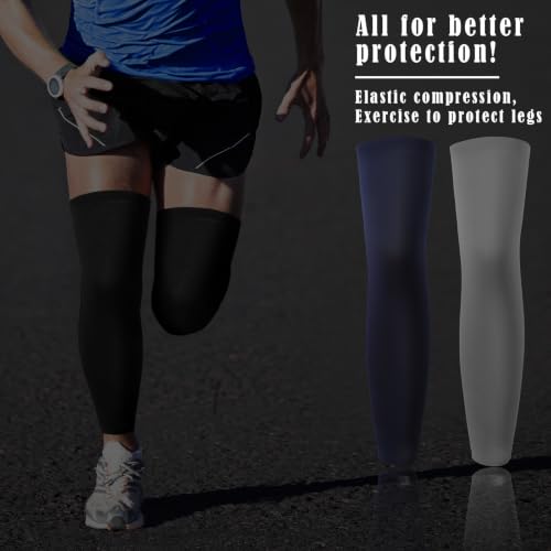 Skylety Compression Leg Sleeves Full Length Sleeves for Mens Basketball Cycling - color: Black, Dark Grey, Navy Blue, size: X-Large