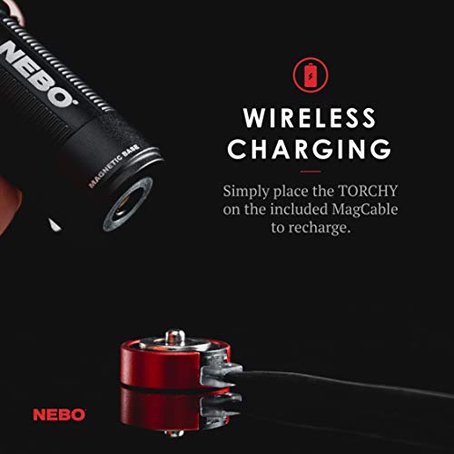 NEBO Torchy Rechargeable Pocket Flashlight | 1,000 Lumens, 5 Light Modes, Magnetic Base & Steel Clip, Water Resistant, LED Mini Flashlight for EDC & Camping, Includes Charging Cable - color: 1000 Lumen-Black