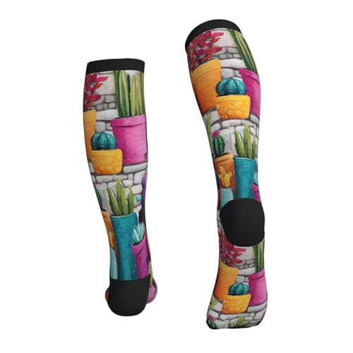 Compression Socks Circulation 15-20 Mmhg Knee High - color: Colored Cactus