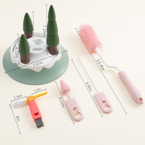 Baby Bottle Drying Rack and Cleaning Set，Xmas Surprise Gift for Newmom - style: Set, Blue