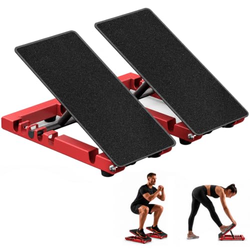 Slant Board for Calf Stretching, Steel Squat Wedge for Home Gym - color: Red+black