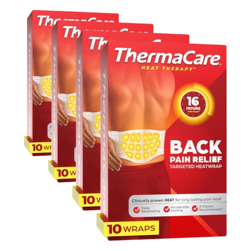 ThermaCare Advanced Back & Hip HeatWraps, Long-Lasting, Disposable Heat Therapy for Lower Back Pain, Muscle Soreness, & Herniated Discs, Drug-Free (L-XL, Pack of 40) - size: Pack of 40