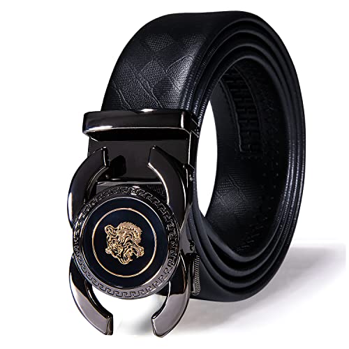 Dubulle Ratchet Belt for Men Leather Adjustable Designer Fashion Buckle - color: Back-to-back C's Tiger, size: Adjustable Fit 35" to 45" Waist