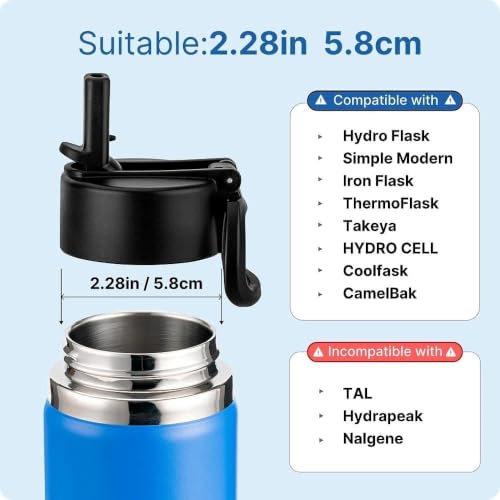 Straw Lid for Hydro Flask 12 16 18 20 32 40 64 oz Wide Mouth Bottle - color: Black 2 pack