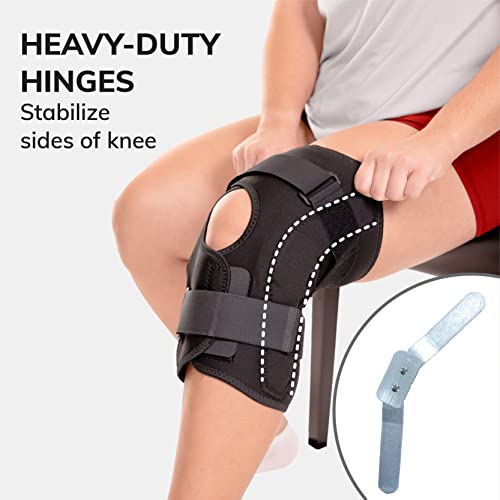 BraceAbility Obesity Hinged Knee Brace - Overweight to Plus Size Wraparound Support for Womens and Mens Arthritis Treatment, Bariatric Joint Pain Relief, Kneecap Instability, Ligament Weakness (Large) - size: Large