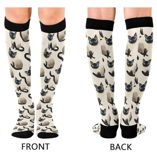 Wusikd Heartbeat Symbol Compression Socks for Women and Men Circulation Black Long Socks for Athletic Running 1 - color: Cat