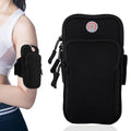 Sports Armband, Universal Running Gym Smartphone Arm Bag with Earphone Hole & Multi Pockets, Black