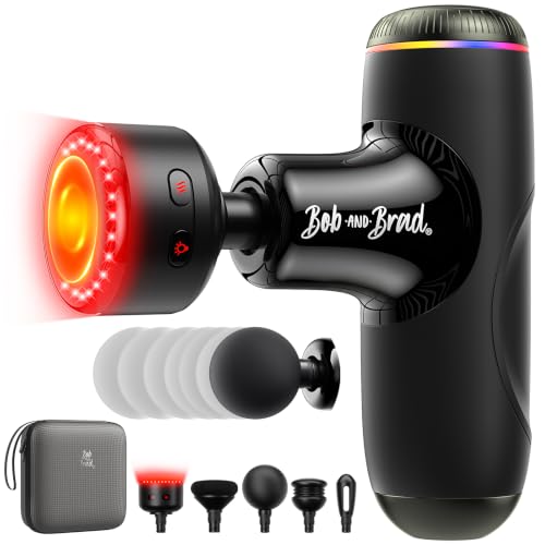 BOB AND BRAD Q2 Ultra Max Mini Massage Gun with Red Light, 5-11mm Amplitude - color: Obsidian Black