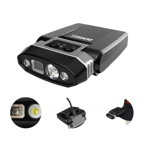 SUNREI 1800 mAh Rechargeable 300 Lumen LED Headlamp with Motion Sensor - size: H300-rock ash