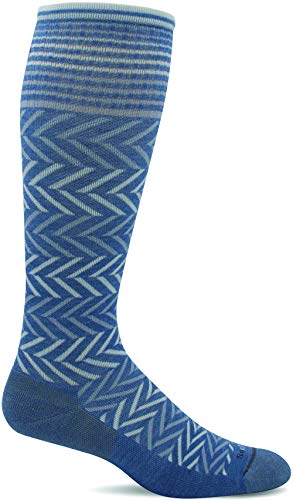 Sockwell Women's Chevron Moderate Graduated Compression Sock - color: Bluestone, size: Small-Medium