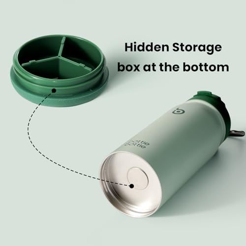 BOTTLE BOTTLE 16 oz sports water bottle stainless steel insulated kids water bottle with straw and pills holder for gifts and school（green） - color: green