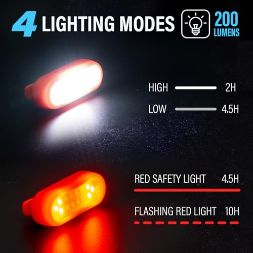 Running Lights for Runners, Rechargeable Walking Light for Night Walking, Portable Hands Free Flashlight for Walkings Dog, Safety Lights for Walkings at Night, Clip Light Flashing Camping(1Pcs Red)
