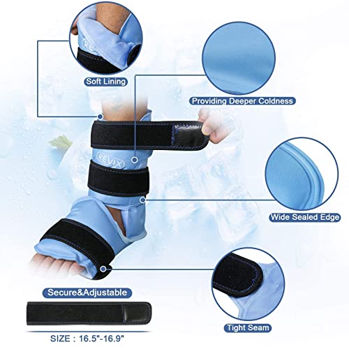 REVIX Ankle Ice Pack Wrap for Injuries Reusable Gel Ice Pack for Knees Pain Relief, Reusable Gel Ice wrap for Leg Injuries