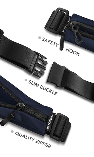Fitgriff® Running Belt V2 for Men & Women - Slim Fanny Pack, Phone Holder for Jogging, (Fits All Cell Phones) - Money Belt, Runners Waist Pouch (Dark Blue, Adjustable (Waist 24.4 – 43.3 inches)) - color: Dark Blue