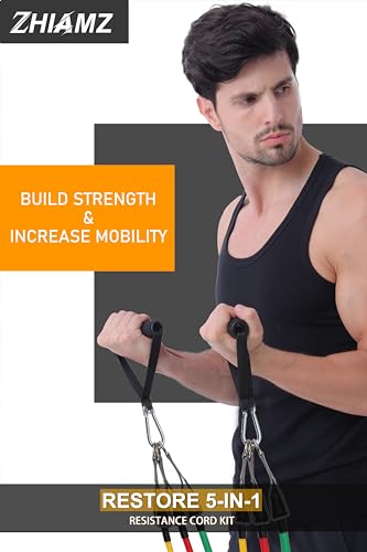 Resistance Bands with Handles, Exercise Bands with Handles, Door Anchor - color: Black-Gray Set-200lbs