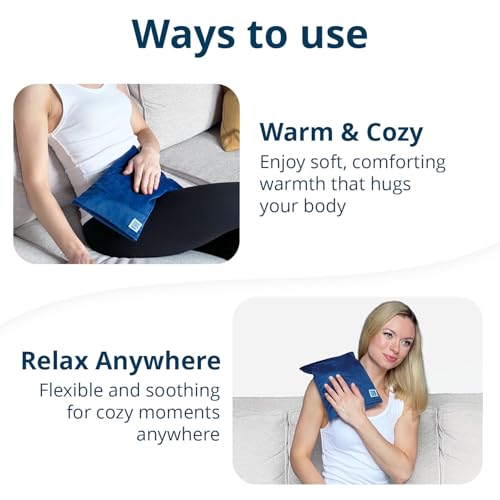 Microwave Heating Pad - Moist Heat Warm Compress for Back, Neck and Cramps - color: Blue Oasis