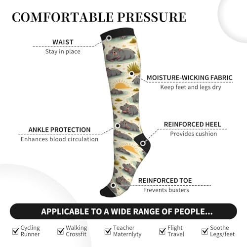Compression Socks Circulation 15-20 Mmhg Knee High - color: Hippo