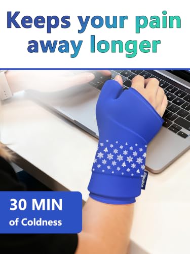 Wrist &Thumb Ice Pack Wrap-Thickened Gel for Long-Lasting Cold Compression - color: 1 Pack-blue, size: L/XL