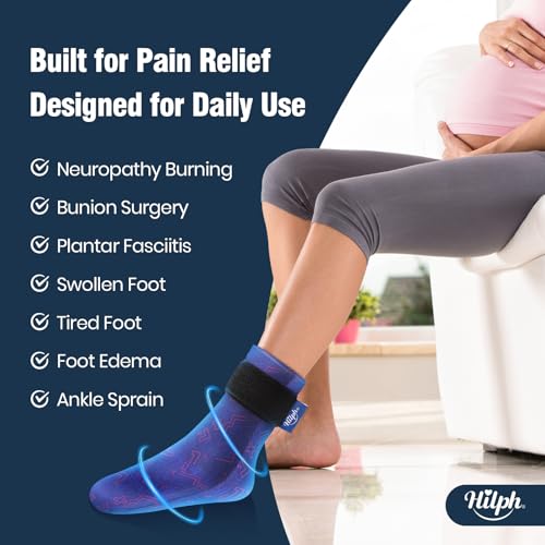 Hilph Ice Pack Sock for Full Foot Pain Relief, Hot Cold Therapy Sock - style: Blue