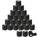 Self-Adherent Grip Tape Wrap - Lyuxzad 24 Pack Cohesive Bandage Wrap 2" x 5 Yards Machine Wrap Cover Elastic Bandage Rolls Self Adhesive Tape Strong Sports Tape Black Bandage Rolls Athletic Tape - size: 24pcs
