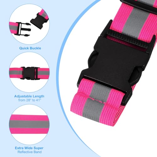 PATIKIL Adjustable Reflective Running Belt, Glow Pt Belt Sash for Cycling Walking - color: Pink, size: 1.5 Inch