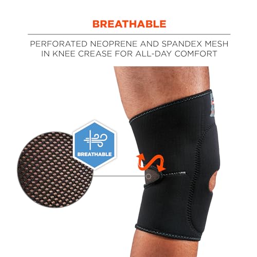 Ergodyne ProFlex 615 Neoprene Padded Knee Sleeve Support with Open Patella, Mild Compression Fit - size: Large, style: Knee Sleeve - Open Patella Anterior Pad