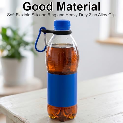 7 Pack Silicone Water Bottle Holder Clip, Keychain Ring for Backpack
