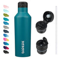 BJPKPK 25oz Insulated Thermal Water Bottle, Straw & Handle, Stainless Steel - color: Lake Blue, size: 25 Ounces