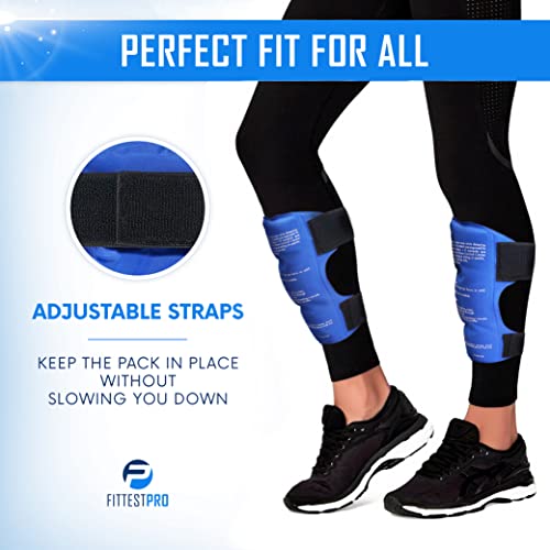 Shin Splint Ice Packs (XL Set of 2) Reusable Hot and Cold Therapy Wrap | Leg or Calf Pain Relief | Advanced Soft Gel Technology | Freezable and Microwavable | Running Injuries & Recovery - style: Shin XL