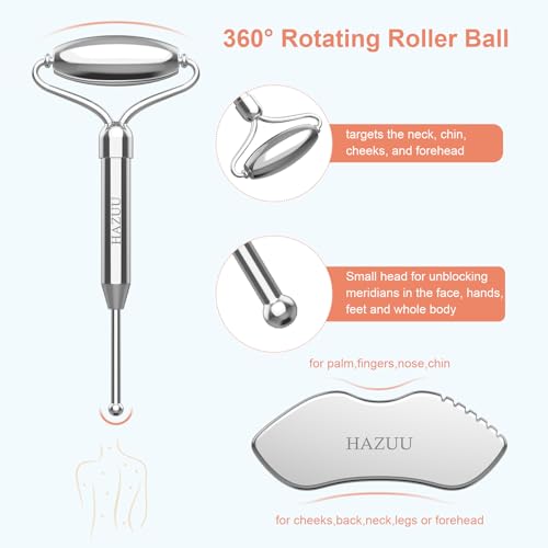 Stainless Steel Gua Sha Face Rollers&Acupuncture Pen - Metal Roller for Eyes & Neck, Anti-Aging Facial Massage Tools, Gua Sha Facial Tool Kit (JGS-2) - color: Jgs-2