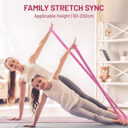 Slim Panda Stretch Strap with 9 Loops, Elastic Yoga Straps for Stretching - color: Pink